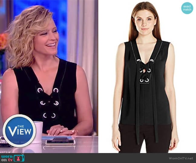 BCBGMAXAZRIA Marcia Lace-up Tank worn by Sara Haines on The View