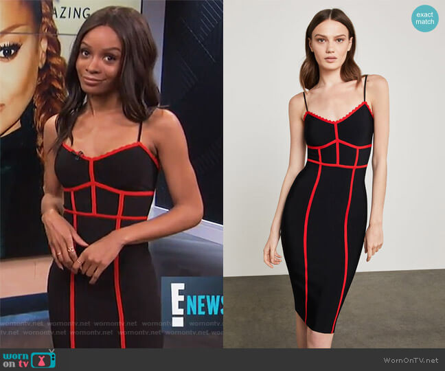 BCBGMAXAZRIA Sleeveless Contrast Fitted Dress worn by Zuri Hall on E! News