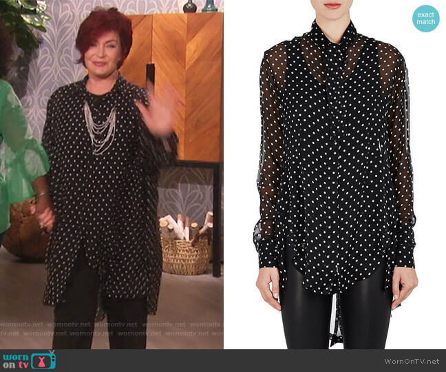 Ben Tavernity Unravel Project Polka Dot Silk Oversized Blouse worn by Sharon Osbourne on The Talk