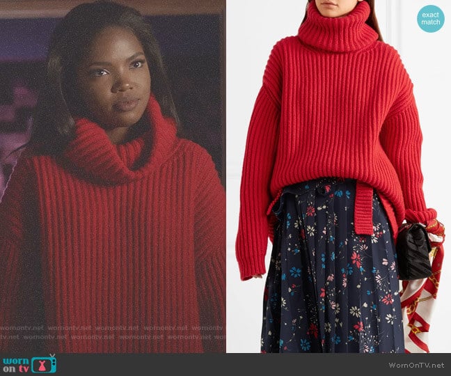 Balenciaga Oversized Ribbed Wool Turtleneck Sweater worn by Alexandra Crane (Ryan Destiny) on Star