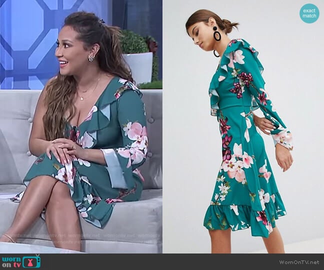 Boohoo One Shoulder Floral Midi Dress worn by Adrienne Houghton on The Real