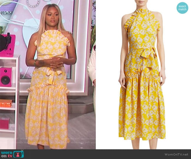 Borgo de Nor Dora Sleeveless Ruffle Midi Dress worn by Eve on The Talk