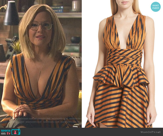 Caroline Constas Paros Striped Top worn by Linda Martin (Rachael Harris) on Lucifer