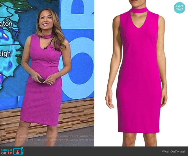 Calvin Klein Sleeveless Choker Dress worn by Ginger Zee on Good Morning America
