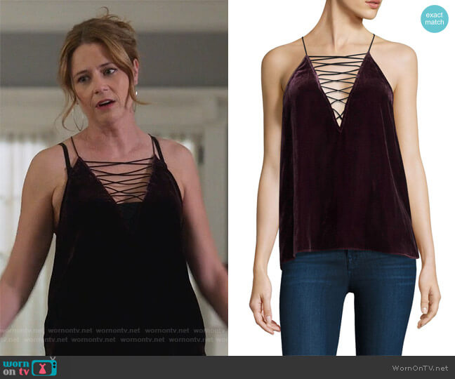 Cami NYC Camilla Velvet Camisole worn by Lena (Jenna Fischer) on Splitting Up Together