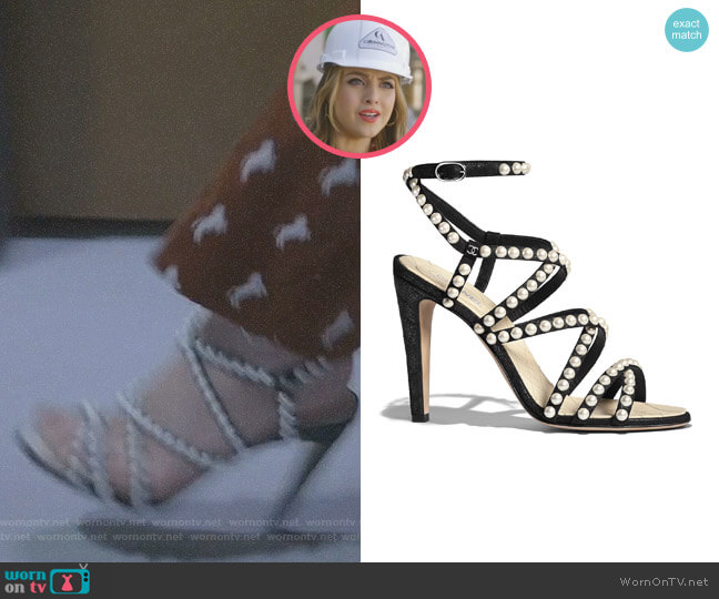 Chanel Crackled lambskin Sandals worn by Fallon Carrington (Elizabeth Gillies) on Dynasty