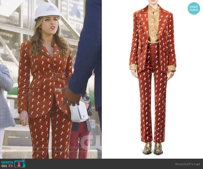 Chloe Horse Embroidered Velvet Riding Jacket worn by Fallon Carrington (Elizabeth Gillies) on Dynasty