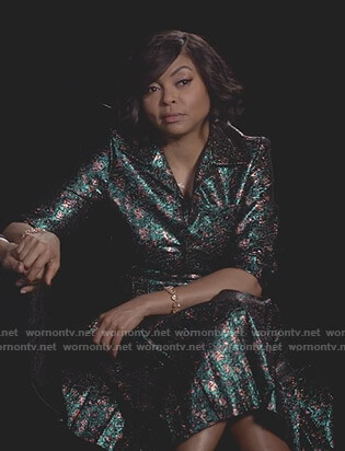 Cookie’s metallic jacquard shirtdress on Empire