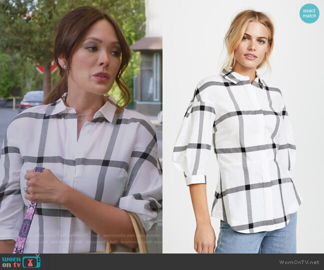 Derek Lam 10 Crosby Buttondown Shirt with Lace Up Back worn by Camille (Lindsay Price) on Splitting Up Together