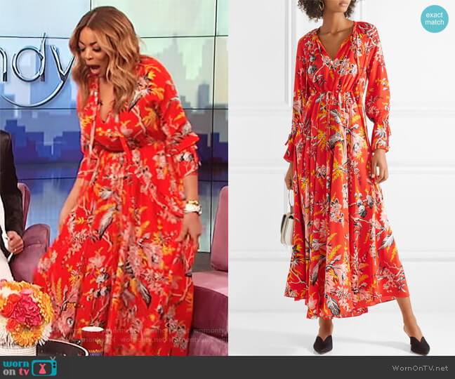 Diane von Furstenberg Bethany cinch sleeve maxi dress worn by Wendy Williams on The Wendy Williams Show