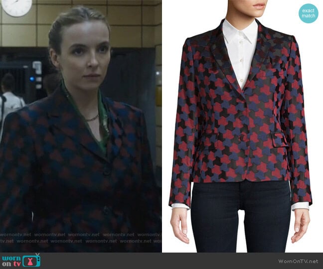 Dries Van Noten Brocade Printed Blazer worn by Villanelle (Jodie Comer) on Killing Eve