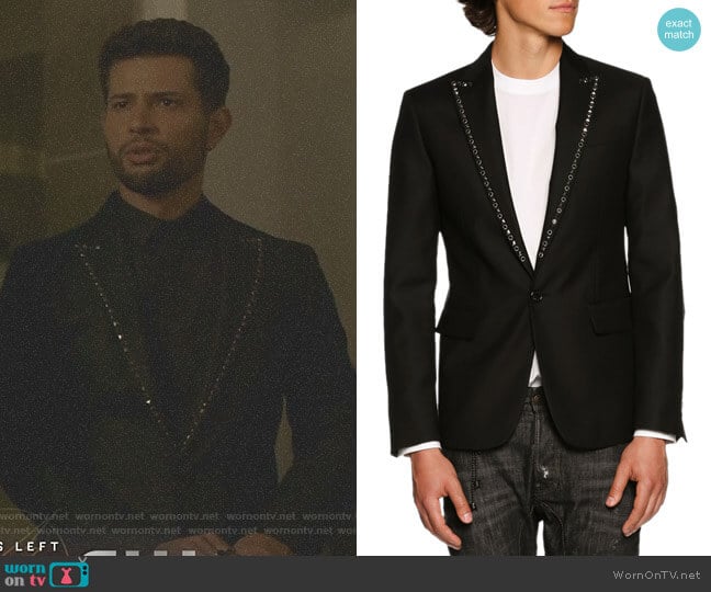 Dsquared2 Studded-Lapel Single-Button Blazer worn by Sam Flores (Rafael de la Fuente) on Dynasty
