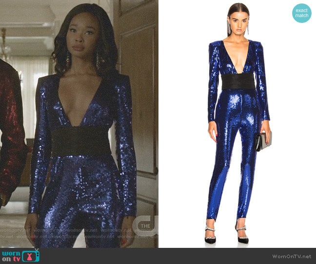 Dundas Cummerbund Jumpsuit worn by Monica Colby (Wakeema Hollis) on Dynasty