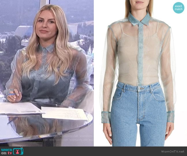 Eckhaus Latta Iridescent Sheer Organza Shirt worn by Morgan Stewart on E! News
