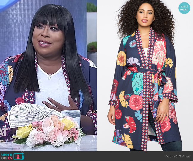 Eloquii Mixed Print Duster worn by Loni Love on The Real