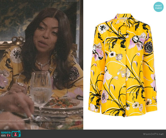 Emilio Pucci Embroidered Silk Pajama Shirt worn by Cookie Lyon (Taraji P. Henson) on Empire