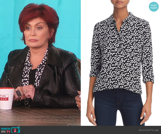 Equipment Essential Silk Heart Shirt worn by Sharon Osbourne on The Talk