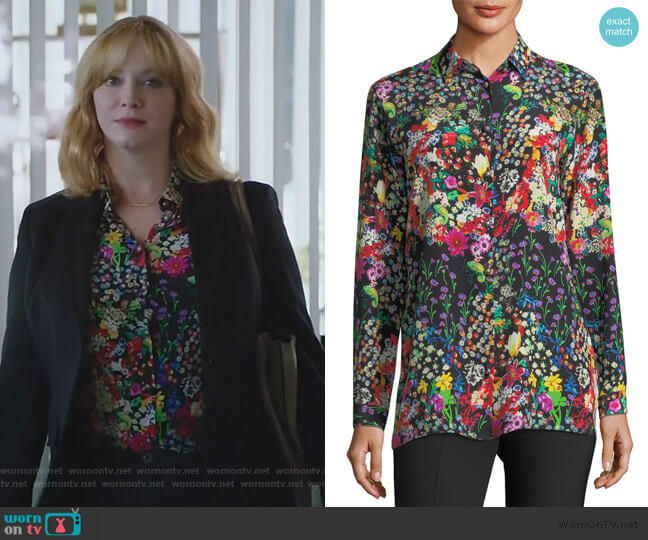 Etro Micro Floral Long-Sleeve Silk Shirt worn by Beth Boland (Christina Hendricks) on Good Girls