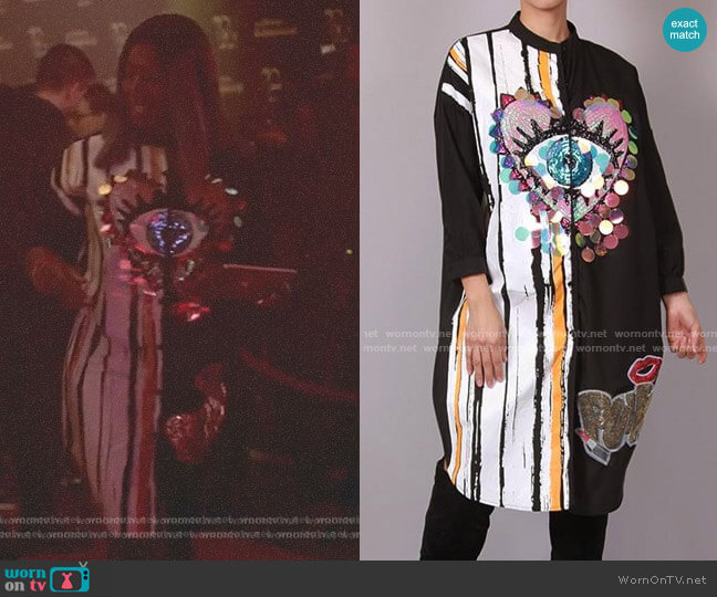 Akira Eye Heart You Sequin Shirt Dress worn by Porsha Taylor (Ta'Rhonda Jones) on Empire
