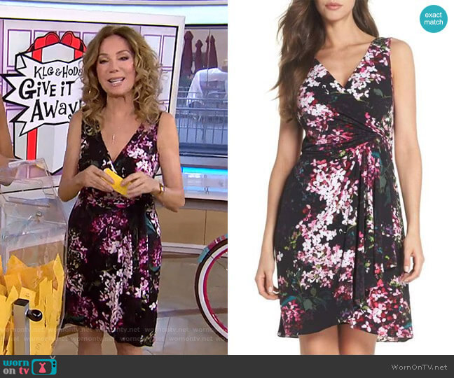 Adrianna Papell Floral Print Twist Front Dress worn by Kathie Lee Gifford on Today