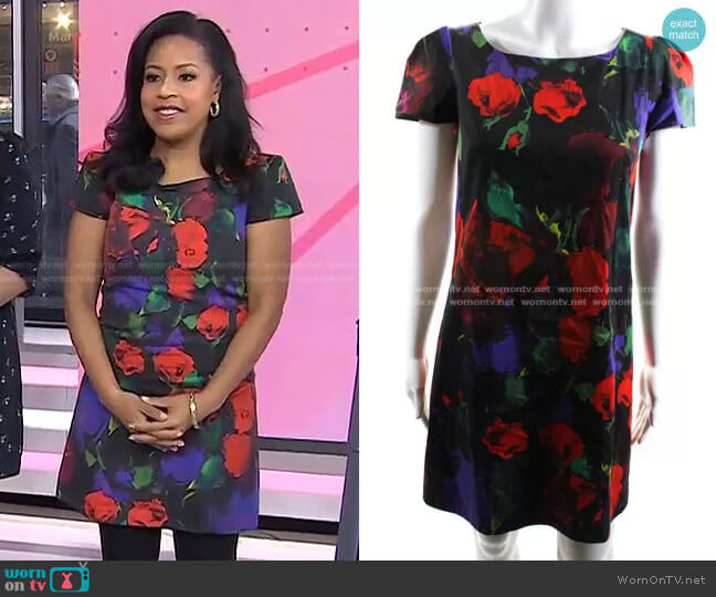 Milly Floral Watercolor Mini Dress worn by Sheinelle Jones on Today