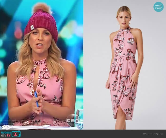 Forever New Bella Printed Drape Dress worn by Carrie Bickmore on The Project