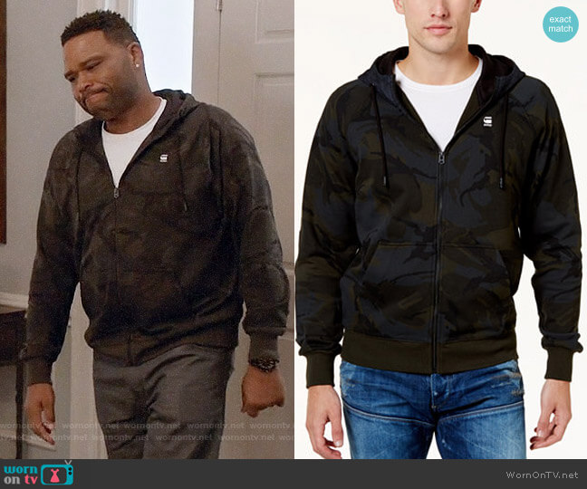 G Star Raw Camo Zip-Front Hoodie worn by Andre Johnson (Anthony Anderson) on Black-ish