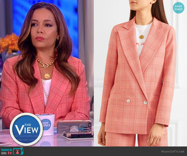 Ganni Checked cady blazer worn by Sunny Hostin on The View