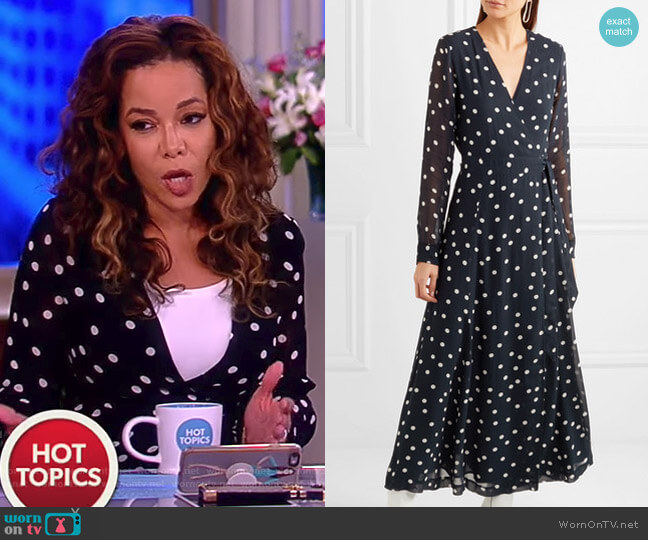 Ganni Polka-dot chiffon wrap dress worn by Sunny Hostin on The View