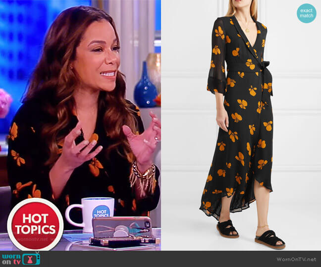 Ganni Fairfax floral-print chiffon wrap dress worn by Sunny Hostin on The View