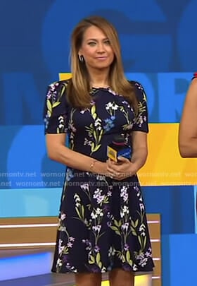 Ginger’s navy floral dress on Good Morning America
