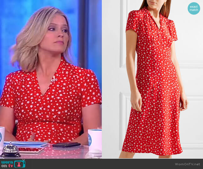 HVN Morgan printed silk crepe de chine dress worn by Sara Haines on The View