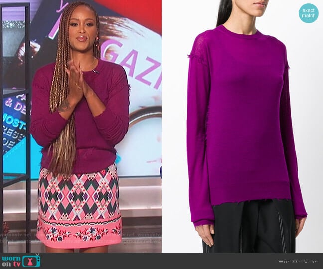 Helmut Lang Distressed Effect Knitted Top worn by Eve on The Talk