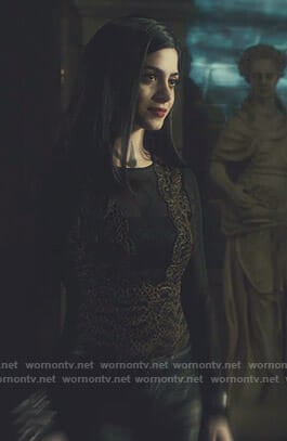 Isabelle’s black lace bodysuit on Shadowhunters