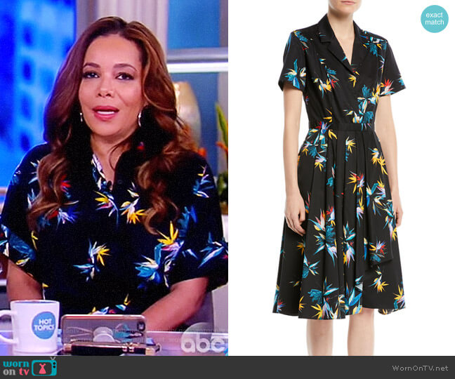 Jason Wu Short-Sleeve Button-Down Floral-Print Cotton Poplin Shirtdress worn by Sunny Hostin on The View