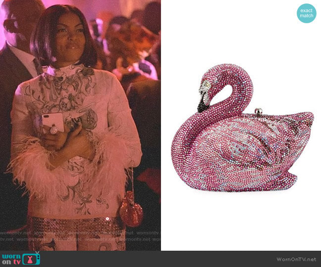 Judith Leiber Couture Avalon Flamingo Crystal Clutch Bag worn by Cookie Lyon (Taraji P. Henson) on Empire