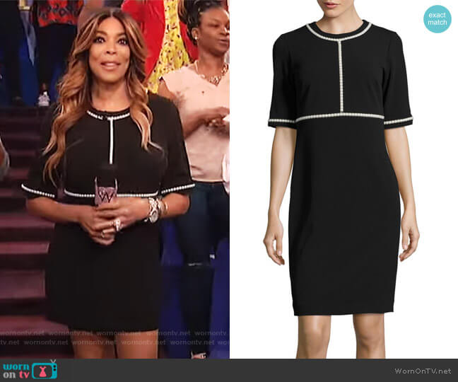 Karl Lagerfeld Paris Embellished Sheath Dress worn by Wendy Williams on The Wendy Williams Show