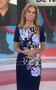 Kathie’s navy floral sheath dress on Today