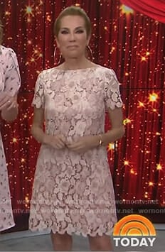 Kathie’s pink floral lace dress on Today
