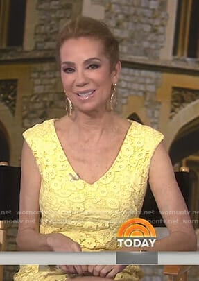 Kathie’s yellow floral lace dress on Today