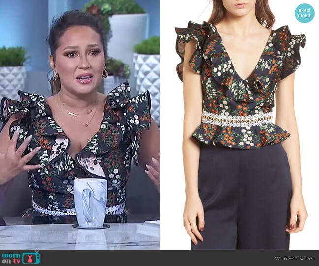 Keepsake Faithful Ruffle Top worn by Adrienne Houghton on The Real
