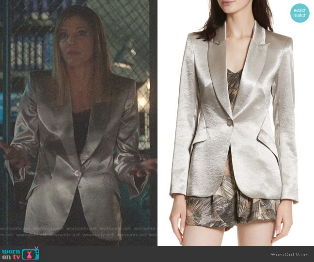 LAgence Chamberlain Metallic Blazer worn by Charlotte Richards (Tricia Helfer) on Lucifer