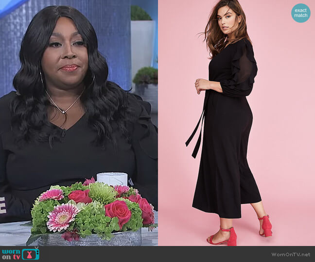 Lane Bryant 3/4 Sleeve Ruffle Jumpsuit worn by Loni Love on The Real