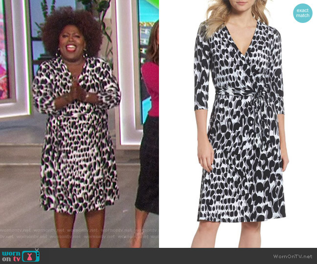 Leota Print Jersey Faux Wrap Dress worn by Sheryl Underwood on The Talk