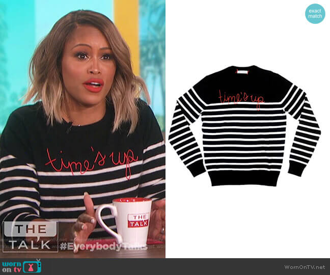 Lingua Franca Times up sweater worn by Eve on The Talk
