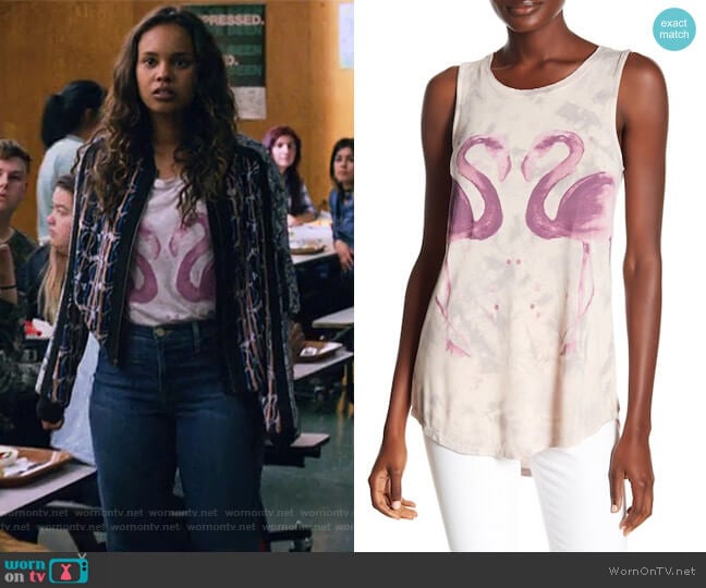 Lucky Brand Flamingo Hi-Lo Tank Top worn by Jessica Davis (Alisha Boe) on 13 Reasons Why