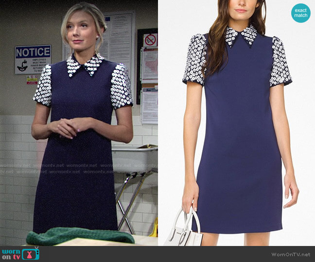 MICHAEL Michael Kors Floral Sequined Collared Shift Dress worn by Abby Newman (Melissa Ordway) on The Young and the Restless