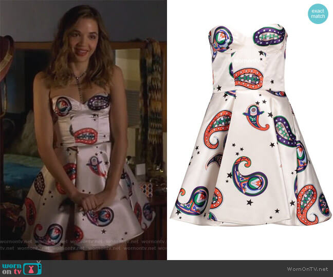 Msgm Paisley Print Satin Mini Dress worn by Cassandra (Georgie Flores) on Famous in Love