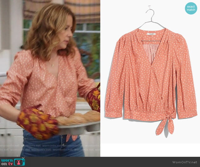 Madewell Wrap Top in Star Scatter worn by Lena (Jenna Fischer) on Splitting Up Together