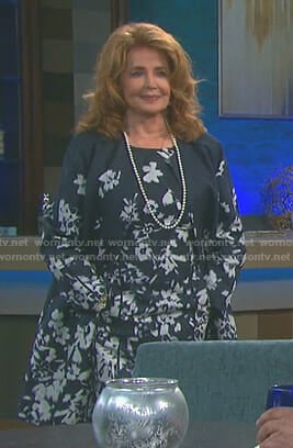 Maggie’s floral dress and long jacket on Days of our Lives